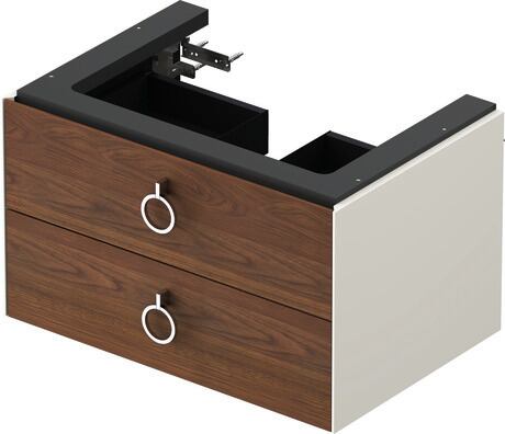 Vanity unit wall-mounted, WT4351077H4 Front: American walnut Matt, Solid wood, Corpus: Nordic white High Gloss, Lacquer