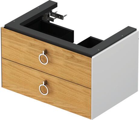 Vanity unit wall-mounted, WT43510H585 Front: Natural oak Matt, Solid wood, Corpus: White High Gloss, Lacquer