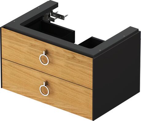 Vanity unit wall-mounted, WT43510H5H1 Front: Natural oak Matt, Solid wood, Corpus: Graphite High Gloss, Lacquer