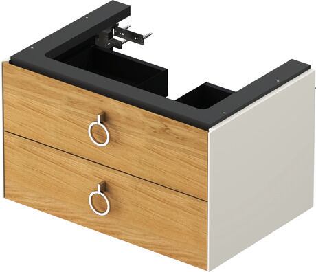Vanity unit wall-mounted, WT43510H5H4 Front: Natural oak Matt, Solid wood, Corpus: Nordic white High Gloss, Lacquer