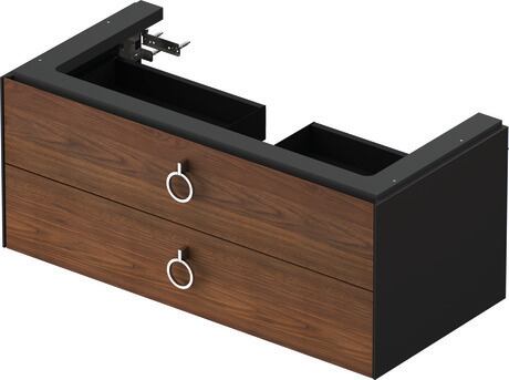 Vanity unit wall-mounted, WT4352077H1 Front: American walnut Matt, Solid wood, Corpus: Graphite High Gloss, Lacquer