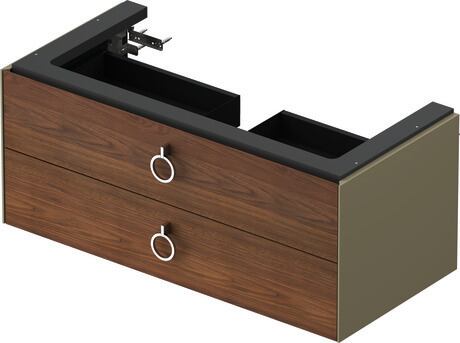 Vanity unit wall-mounted, WT4352077H2 Front: American walnut Matt, Solid wood, Corpus: Stone grey High Gloss, Lacquer
