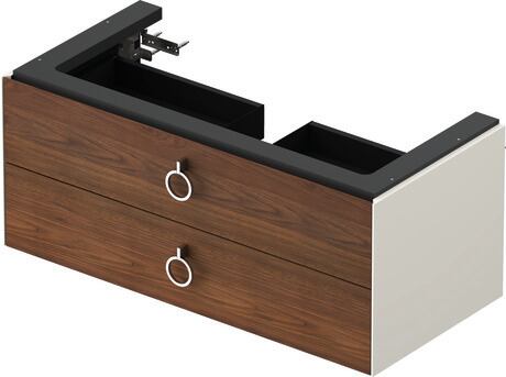 Vanity unit wall-mounted, WT4352077H4 Front: American walnut Matt, Solid wood, Corpus: Nordic white High Gloss, Lacquer