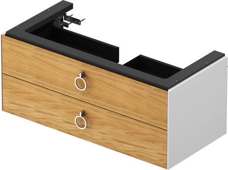 Vanity unit wall-mounted, WT43520H585 Front: Natural oak Matt, Solid wood, Corpus: White High Gloss, Lacquer