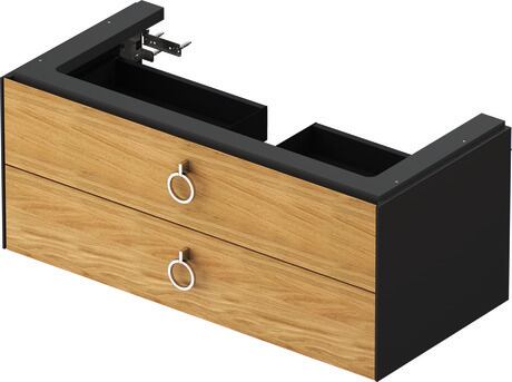 Vanity unit wall-mounted, WT43520H5H1 Front: Natural oak Matt, Solid wood, Corpus: Graphite High Gloss, Lacquer