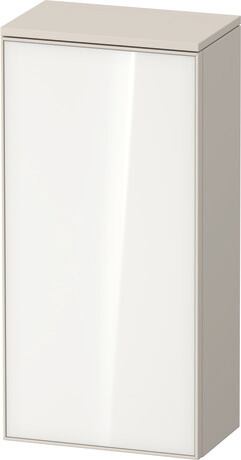 Semi-tall cabinet, ZE1350L64830000 Hinge position: Left, Front: White, Glass, Corpus: taupe Super Matt, Decor