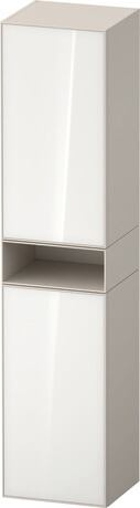 Tall cabinet, ZE1353L64830000 Hinge position: Left, Front: White, Glass, Corpus: taupe Super Matt, Decor