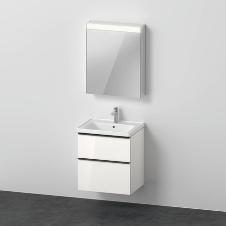 Möbelwaschtisch mit Waschtischunterbau und Spiegelschrank, DE0145L22220000 Weiß Hochglanz, Dekor
