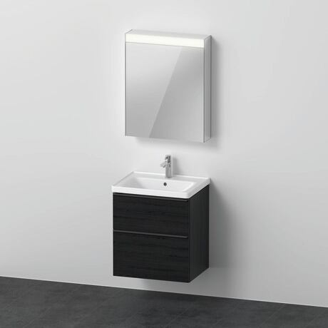 Möbelwaschtisch mit Waschtischunterbau und Spiegelschrank, DE0145L16160000 Eiche Schwarz Matt, Dekor
