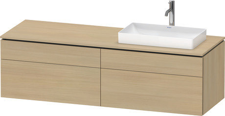 Mueble bajo lavabo para encimera, LC4871R71710B00 Roble mediterráneo Mate, Chapa de madera auténtica, Distribución interior Integrado/a