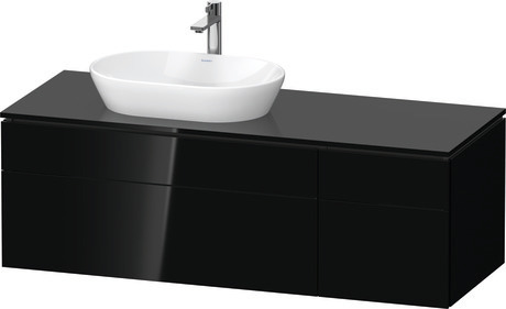 Console vanity unit wall-mounted, LC4877040400000 Black High Gloss, Lacquer