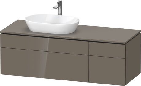 Console vanity unit wall-mounted, LC4877089890000 Flannel Grey High Gloss, Lacquer