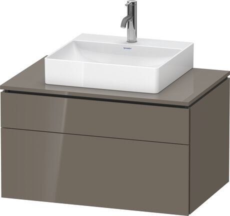 Console vanity unit wall-mounted, LC4880089890000 Flannel Grey High Gloss, Lacquer
