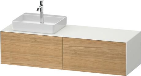 Console vanity unit wall-mounted, WT4864LH5367010 Front: Natural oak Matt, Solid wood, Corpus: White Satin Matt, Lacquer, Console: White Satin Matt, Lacquer, Interior lighting: Integrated
