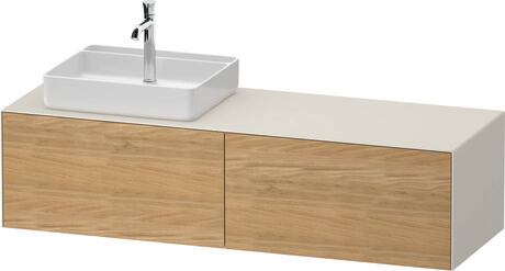 Console vanity unit wall-mounted, WT4864LH5397010 Front: Natural oak Matt, Solid wood, Corpus: Nordic white Satin Matt, Lacquer, Console: Nordic white Satin Matt, Lacquer, Interior lighting: Integrated
