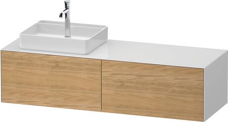 Console vanity unit wall-mounted, WT4864LH5857010 Front: Natural oak Matt, Solid wood, Corpus: White High Gloss, Lacquer, Console: White High Gloss, Lacquer, Interior lighting: Integrated