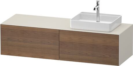 Console vanity unit wall-mounted, WT4864R77397010 Front: American walnut Matt, Solid wood, Corpus: Nordic white Satin Matt, Lacquer, Console: Nordic white Satin Matt, Lacquer, Interior lighting: Integrated