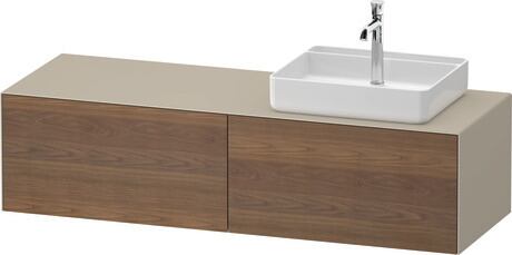Console vanity unit wall-mounted, WT4864R77607010 Front: American walnut Matt, Solid wood, Corpus: taupe Satin Matt, Lacquer, Console: taupe Satin Matt, Lacquer, Interior lighting: Integrated