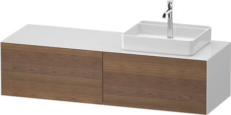 Console vanity unit wall-mounted, WT4864R77857010 Front: American walnut Matt, Solid wood, Corpus: White High Gloss, Lacquer, Console: White High Gloss, Lacquer, Interior lighting: Integrated