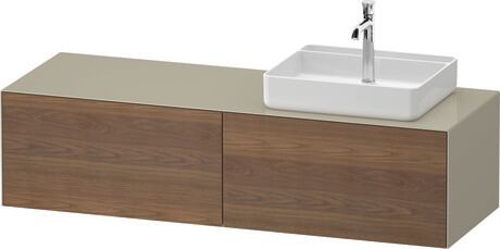 Console vanity unit wall-mounted, WT4864R77H37010 Front: American walnut Matt, Solid wood, Corpus: taupe High Gloss, Lacquer, Console: taupe High Gloss, Lacquer, Interior lighting: Integrated
