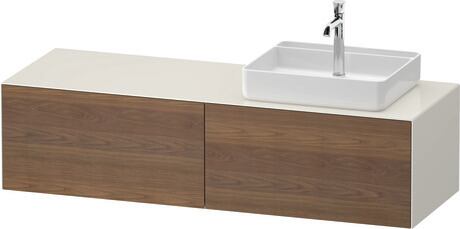 Console vanity unit wall-mounted, WT4864R77H47010 Front: American walnut Matt, Solid wood, Corpus: Nordic white High Gloss, Lacquer, Console: Nordic white High Gloss, Lacquer, Interior lighting: Integrated
