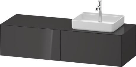 Console vanity unit wall-mounted, WT4864RH1H17010 Graphite High Gloss, Lacquer, Interior lighting: Integrated
