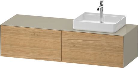 Console vanity unit wall-mounted, WT4864RH5H37010 Front: Natural oak Matt, Solid wood, Corpus: taupe High Gloss, Lacquer, Console: taupe High Gloss, Lacquer, Interior lighting: Integrated