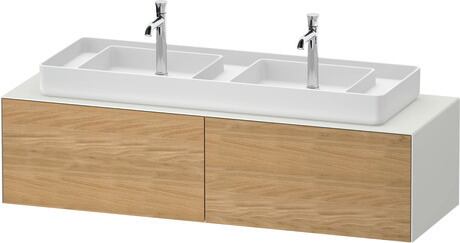 Console vanity unit wall-mounted, WT48660H5360000 Front: Natural oak Matt, Solid wood, Corpus: White Satin Matt, Lacquer, Console: White Satin Matt, Lacquer