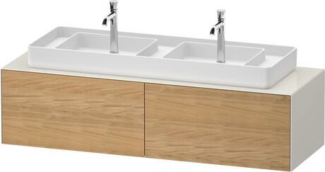 Console vanity unit wall-mounted, WT48660H5H40000 Front: Natural oak Matt, Solid wood, Corpus: Nordic white High Gloss, Lacquer, Console: Nordic white High Gloss, Lacquer
