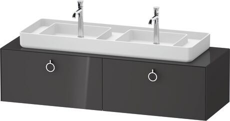 Console vanity unit wall-mounted, WT48920H1H10010 Graphite High Gloss, Lacquer, Interior lighting: Integrated