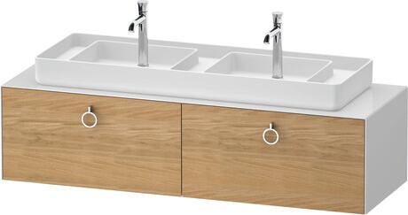 Console vanity unit wall-mounted, WT48920H5850000 Front: Natural oak Matt, Solid wood, Corpus: White High Gloss, Lacquer, Console: White High Gloss, Lacquer