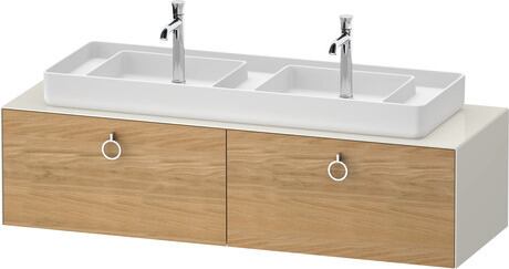 Console vanity unit wall-mounted, WT48920H5H40000 Front: Natural oak Matt, Solid wood, Corpus: Nordic white High Gloss, Lacquer, Console: Nordic white High Gloss, Lacquer