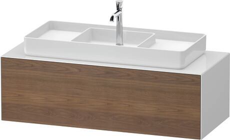 Console vanity unit wall-mounted, WT4977M77857010 Front: American walnut Matt, Solid wood, Corpus: White High Gloss, Lacquer, Console: White High Gloss, Lacquer, Interior lighting: Integrated