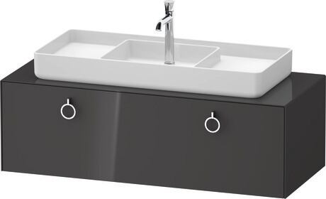 Console vanity unit wall-mounted, WT4982MH1H17010 Graphite High Gloss, Lacquer, Interior lighting: Integrated