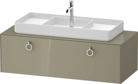 Console vanity unit wall-mounted, WT4982MH2H27010 Stone grey High Gloss, Lacquer, Interior lighting: Integrated