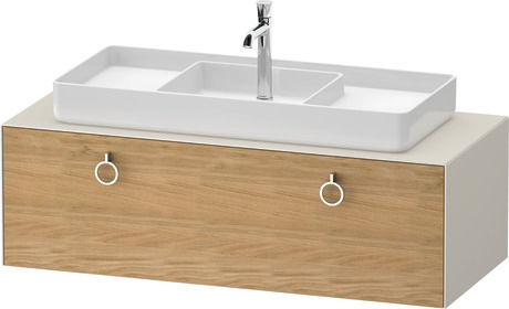 Console vanity unit wall-mounted, WT4982MH5397010 Front: Natural oak Matt, Solid wood, Corpus: Nordic white Satin Matt, Lacquer, Console: Nordic white Satin Matt, Lacquer, Interior lighting: Integrated