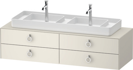 Console vanity unit wall-mounted, WT4997039390010 Nordic white Satin Matt, Lacquer, Interior lighting: Integrated