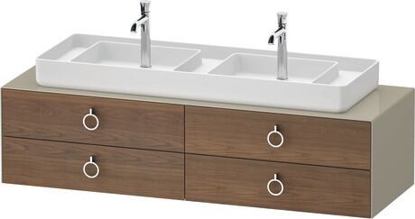 Console vanity unit wall-mounted, WT4997077H30010 Front: American walnut Matt, Solid wood, Corpus: taupe High Gloss, Lacquer, Console: taupe High Gloss, Lacquer, Interior lighting: Integrated