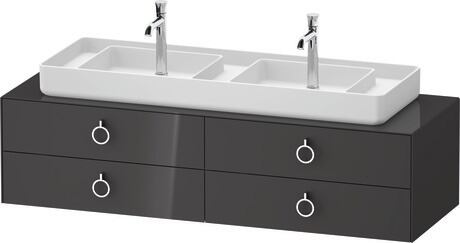 Console vanity unit wall-mounted, WT49970H1H10010 Graphite High Gloss, Lacquer, Interior lighting: Integrated