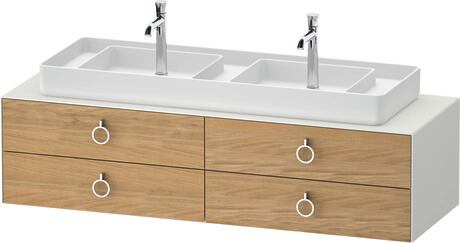 Console vanity unit wall-mounted, WT49970H5360010 Front: Natural oak Matt, Solid wood, Corpus: White Satin Matt, Lacquer, Console: White Satin Matt, Lacquer, Interior lighting: Integrated