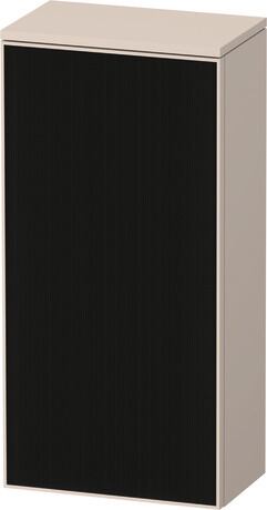 Semi-tall cabinet, ZE1350L63830000 Hinge position: Left, Front: Black line structure, Glass, Corpus: taupe Super Matt, Decor