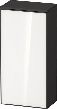 Semi-tall cabinet, ZE1350L64800000 Hinge position: Left, Front: White, Glass, Corpus: Graphite Super Matt, Decor