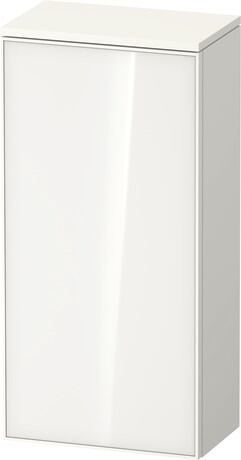 Semi-tall cabinet, ZE1350L64840000 Hinge position: Left, Front: White, Glass, Corpus: White Super Matt, Decor