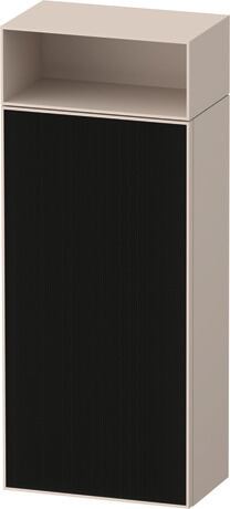 Semi-tall cabinet, ZE1351L63830000 Hinge position: Left, Front: Black line structure, Glass, Corpus: taupe Super Matt, Decor