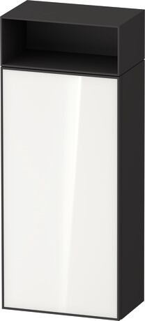 Semi-tall cabinet, ZE1351L64800000 Hinge position: Left, Front: White, Glass, Corpus: Graphite Super Matt, Decor