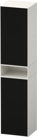 Tall cabinet, ZE1353L63840000 Hinge position: Left, Front: Black line structure, Glass, Corpus: White Super Matt, Decor