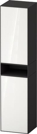 Tall cabinet, ZE1353L64800000 Hinge position: Left, Front: White, Glass, Corpus: Graphite Super Matt, Decor