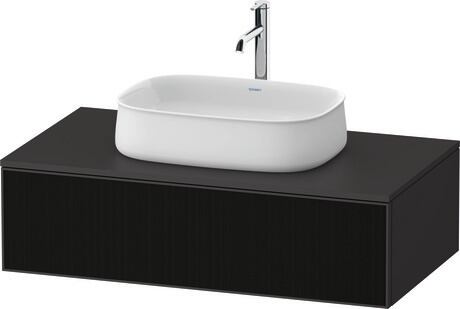 Console vanity unit wall-mounted, ZE4811063800000 Front: Black line structure, Glass, Corpus: Graphite Super Matt, Decor, Console: Graphite Super Matt, Decor