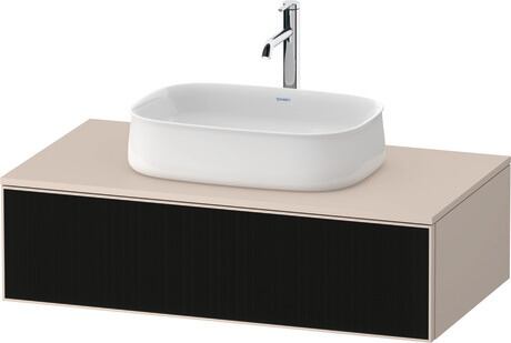 Console vanity unit wall-mounted, ZE4811063830000 Front: Black line structure, Glass, Corpus: taupe Super Matt, Decor, Console: taupe Super Matt, Decor