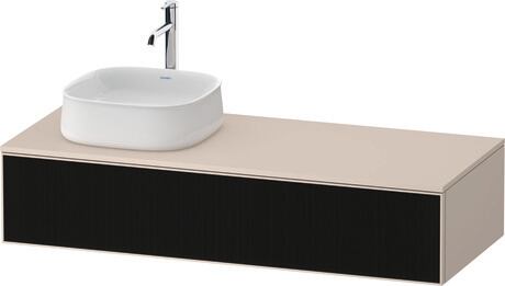 Console vanity unit wall-mounted, ZE4812L63830000 Front: Black line structure, Glass, Corpus: taupe Super Matt, Decor, Console: taupe Super Matt, Decor